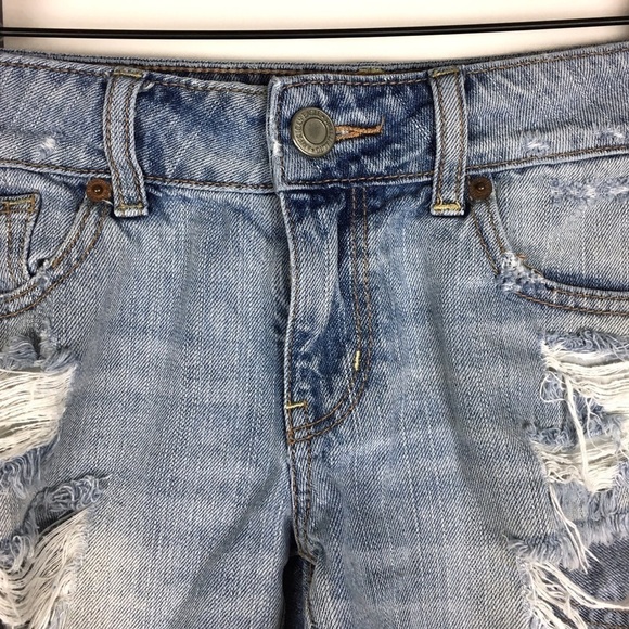 AMERICAN EAGLE Jean Shorts Cut Offs Distressed Denim 100% Cotton Festival Size 4 - Picture 3 of 12